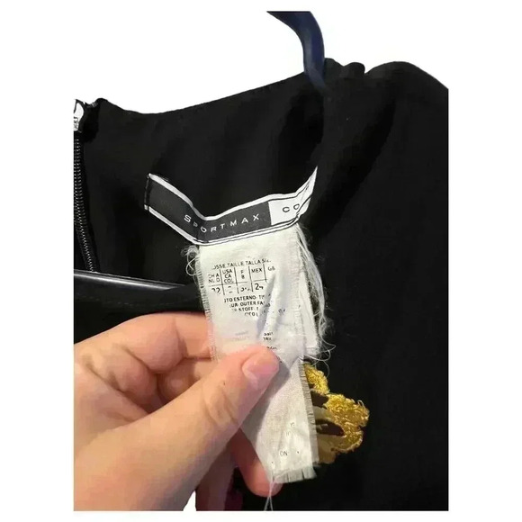 Sportmax Women's Black Floral A-Line Midi Dress Size 12 - Picture 7 of 10